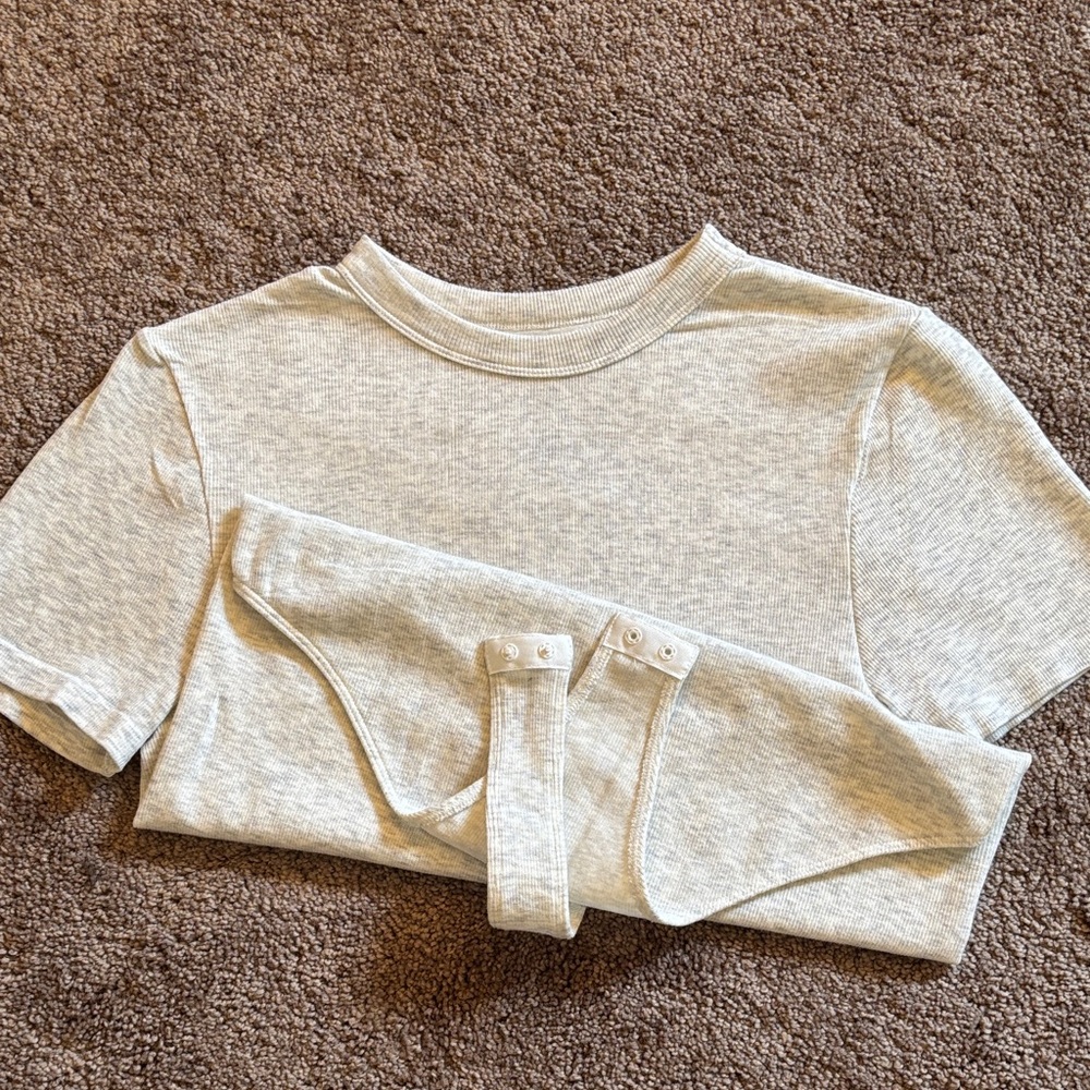 Gray Short Sleeve One-Piece